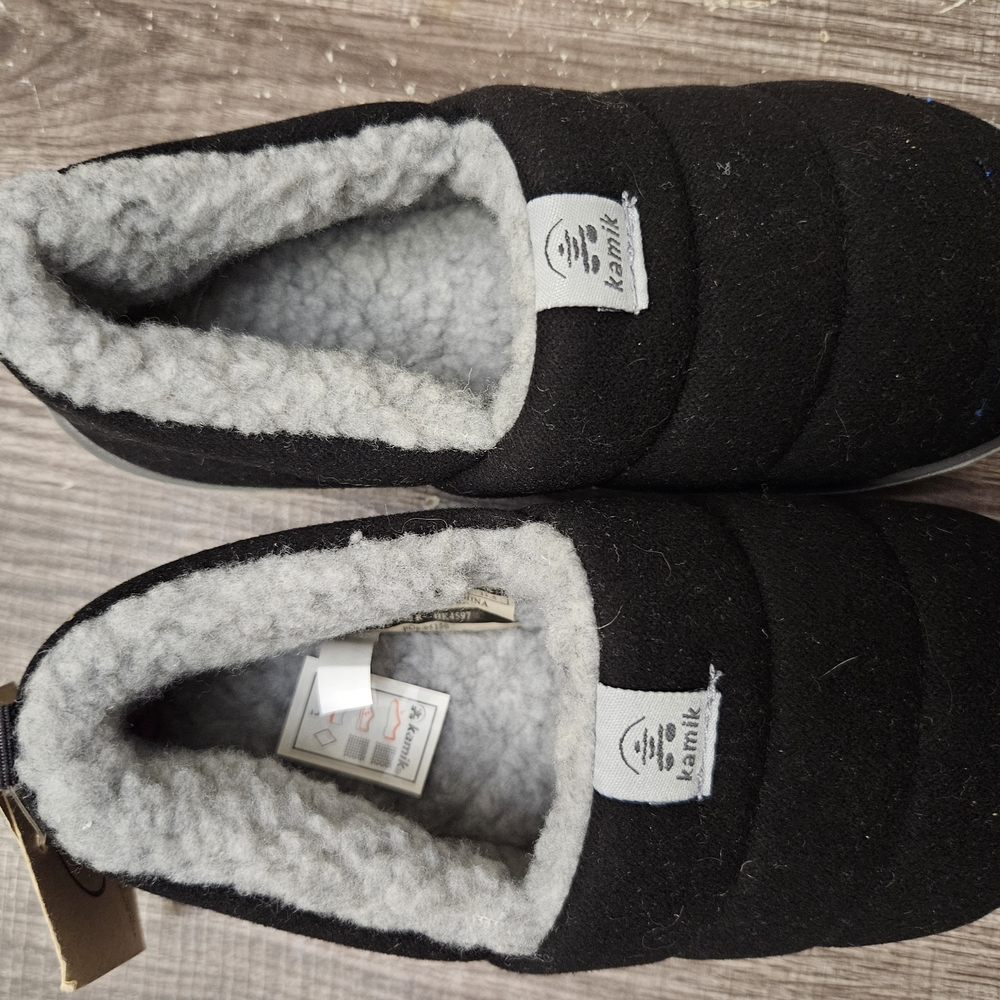 Kamik Black Slip-On Shoes with Gray Lining